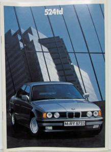 1988 BMW 524td Sales Brochure Highlights Noise Dampening - German Text