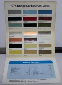 1974 Dodge Dealer Paint Chips Color Options Brochure Charger Challenger Dart