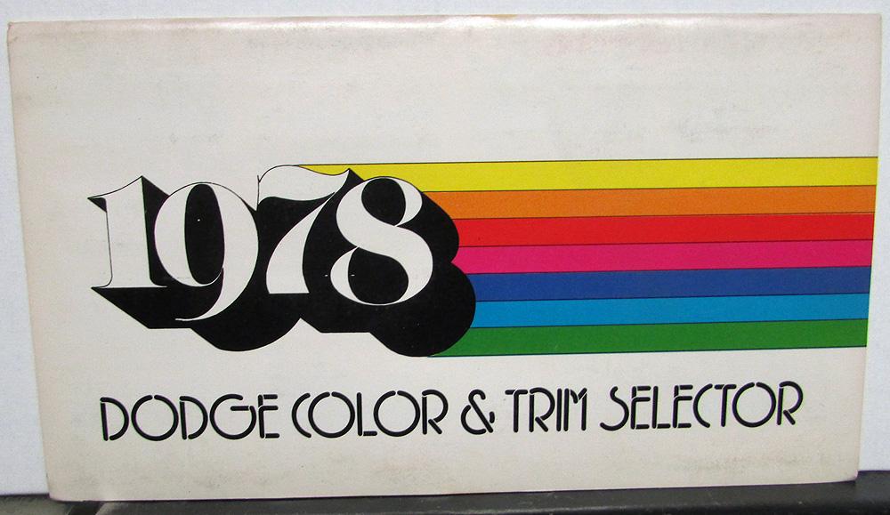 1978 Dodge Dealer Paint Chips Color & Trim Selector Salesmens Folder