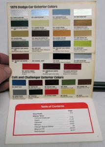 1978 Dodge Dealer Paint Chips Color & Trim Selector Salesmens Folder
