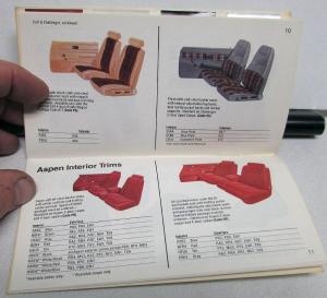 1978 Dodge Dealer Paint Chips Color & Trim Selector Salesmens Folder