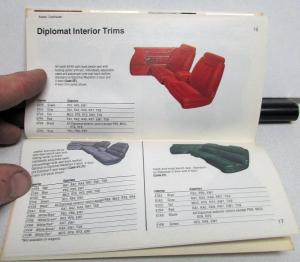 1978 Dodge Dealer Paint Chips Color & Trim Selector Salesmens Folder