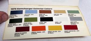 1978 Dodge Dealer Paint Chips Color & Trim Selector Salesmens Folder