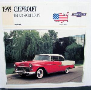 1955 Chevrolet Bel Air Sport Coupe Collectible Photo Specifications Card