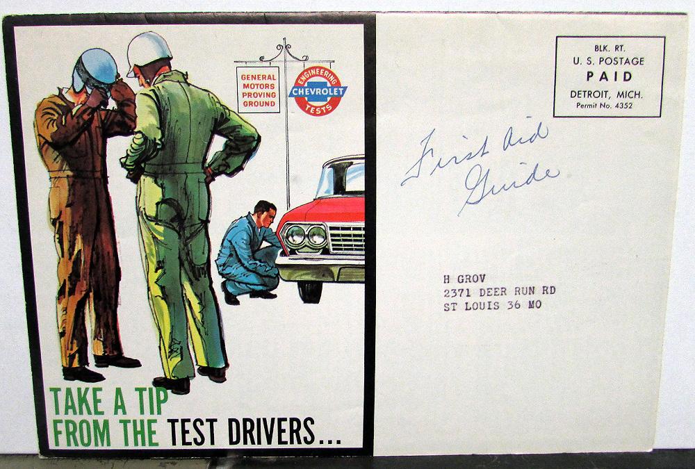 1963 Chevrolet Dealer Promotional Mailer Driving Tips & First Aid Guide