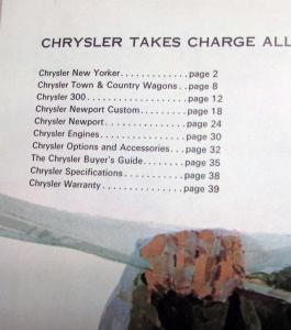 1967 Chrysler New Yorker Town and Country 300 Newport Option Feature Brochure XL