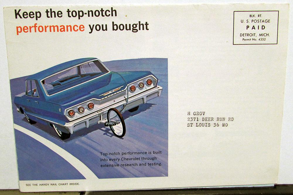 1963-1964 Chevrolet Dealer Promotional Mailer Guardian-Tune & Nail Guide
