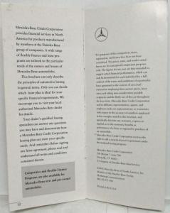 1992 Mercedes-Benz Corporation Facts and Benefits of Leasing Guide