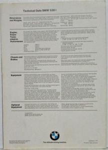 1975 BMW 530i Closer to an Airplane than an Automobile Sales Folder