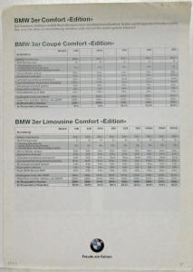 1997 BMW 3 Series Comfort Edition Spec Sheet - German Text