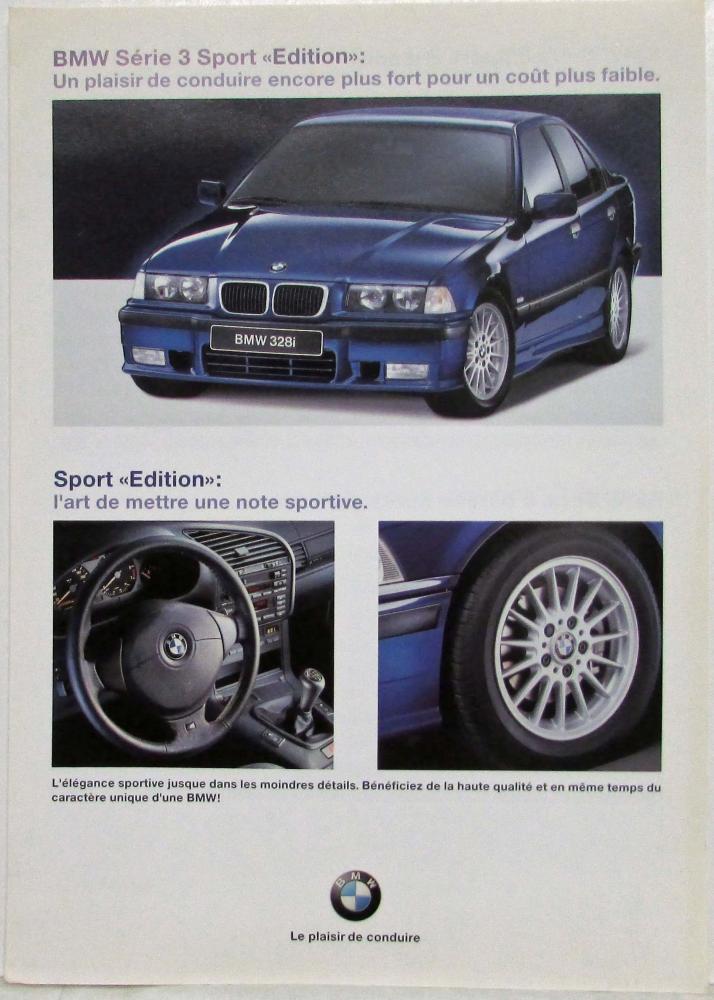 1997 BMW 3 Series Sport Edition Spec Sheet - French Text