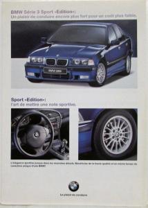 1997 BMW 3 Series Sport Edition Spec Sheet - French Text