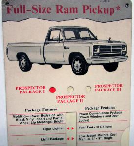 1989 Dodge Truck Dealer Dakota & Ram Pickup Prospector Package Pocket Features