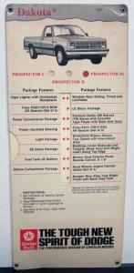 1989 Dodge Truck Dealer Dakota & Ram Pickup Prospector Package Pocket Features