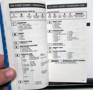 1993 Chrysler Dodge Plymouth Jeep Dealer Service & Parts Data Handbook Specs