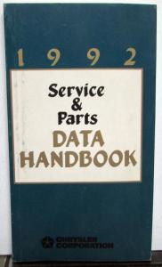 1992 Chrysler Dodge Plymouth Jeep Dealer Service & Parts Data Handbook Specs