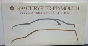 1993 Chrysler Plymouth Dealer Salesmen Color & Trim Pocket Selector Paint Fabric