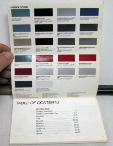1992 Dodge Car Dealer Salesmen Color & Trim Pocket Selector Paint Fabric