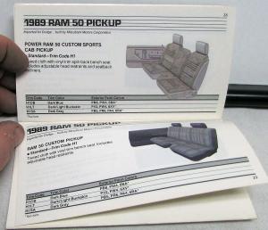 1989 Dodge Truck Dealer Salesmen Color & Trim Pocket Selector Paint Fabric