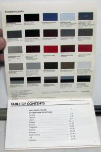 1988 Dodge Car Dealer Salesmen Color & Trim Pocket Selector Paint Fabric