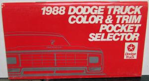 1988 Dodge Truck Dealer Salesmen Color & Trim Pocket Selector Paint Fabric
