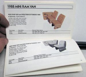 1988 Dodge Truck Dealer Salesmen Color & Trim Pocket Selector Paint Fabric