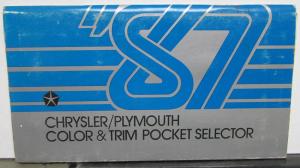 1987 Chrysler Plymouth Dealer Salesmen Color & Trim Pocket Selector Paint Fabric