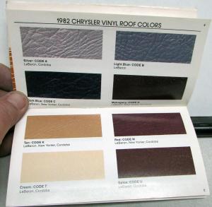 1982 Chrysler Dealer Salesmen Color & Trim Pocket Selector Paint Fabric