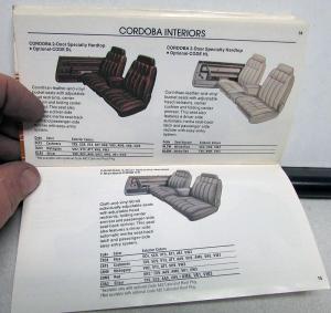 1982 Chrysler Dealer Salesmen Color & Trim Pocket Selector Paint Fabric