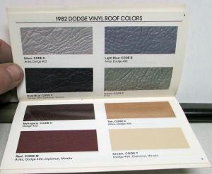 1982 Dodge Car Dealer Salesmen Color & Trim Pocket Selector Paint Fabric