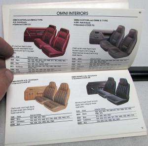 1982 Dodge Car Dealer Salesmen Color & Trim Pocket Selector Paint Fabric