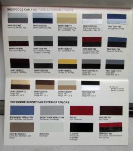 1982 Dodge Car Dealer Salesmen Color & Trim Pocket Selector Paint Fabric
