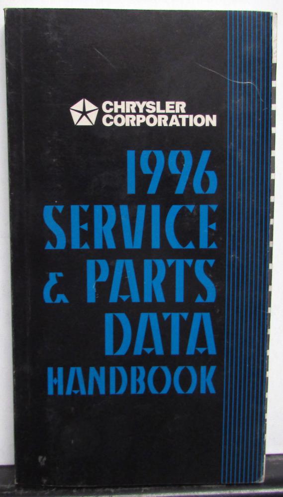 1996 Chrysler Dodge Plymouth Jeep Dealer Service & Parts Data Handbook Specs