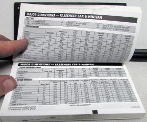 1996 Chrysler Dodge Plymouth Jeep Dealer Service & Parts Data Handbook Specs