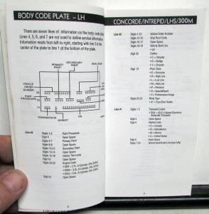 1999 Chrysler Dodge Plymouth Jeep Dealer Service & Parts Data Handbook Specs