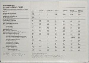 1986 Mercedes-Benz Price Guide 190 300 420 560