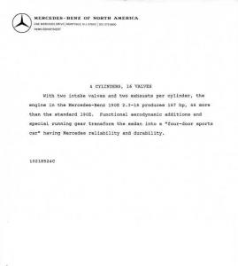 1986 Mercedes-Benz 190E 2.3-16 Press Photo and Release 0037