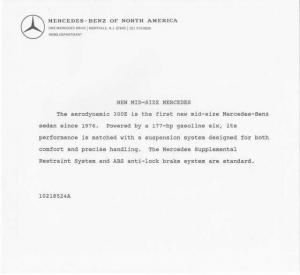 1986 Mercedes-Benz 300E Press Photo and Release 0039