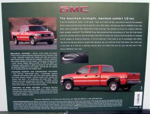2001 GMC Trucks Canadian Dealer Sierra Pickup Sales Handout Data Card