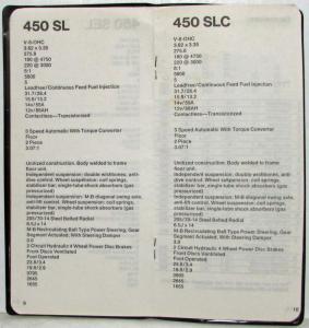 1976 Mercedes-Benz Sales Pocket Data Book for Passenger Cars