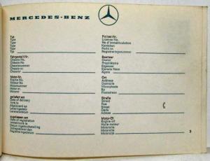 1967 Mercedes-Benz Passenger Cars Service Booklet - Multi-Language