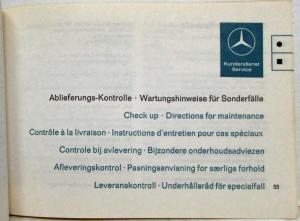 1967 Mercedes-Benz Passenger Cars Service Booklet - Multi-Language