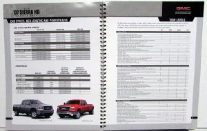 2007 GMC Truck Dealer Salesmens Details Data Book Sierra HD & Denali