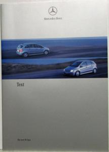 2005 Mercedes-Benz B-Class Media Information Press Kit