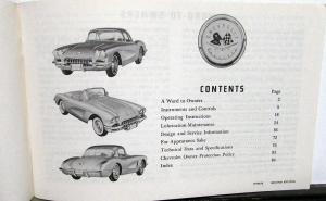 1960 Chevrolet Corvette Owners Manual Care & Operation Instructions Original