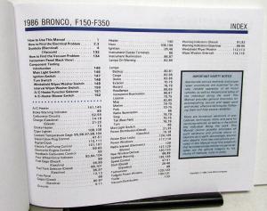 1986 Ford Bronco F150-F350 Pickup Electrical & Vacuum Shop Service Manual Repro