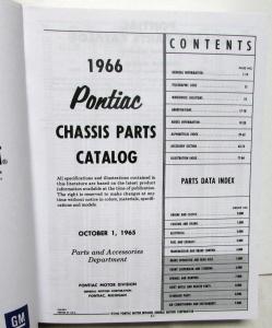 1963-1966 Pontiac Chassis & Body Parts Catalog GTO Bonneville Tempest LeMans