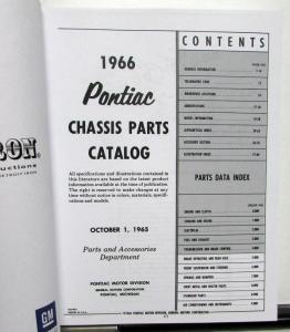 1963-1966 Pontiac Chassis & Body Parts Catalog GTO Bonneville Tempest LeMans