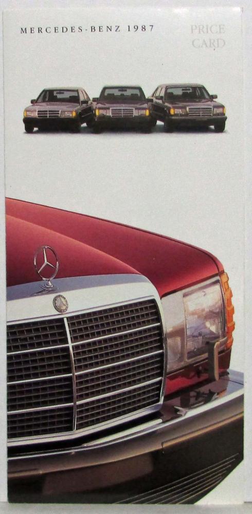 1987 Mercedes-Benz Tri-Fold Price Card