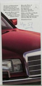 1987 Mercedes-Benz Tri-Fold Price Card